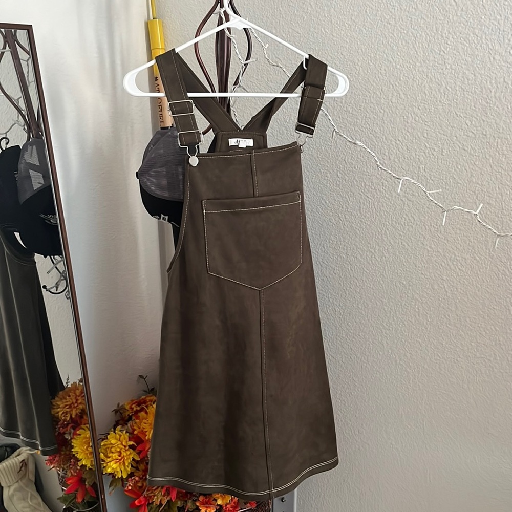 Suede overall dress